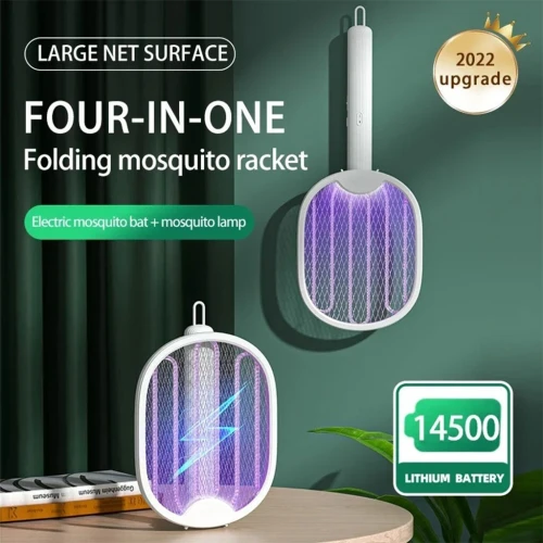 Tapette à Mouche électrique 3 en 1 3000V Rechargeable par USB  صاعق الناموس