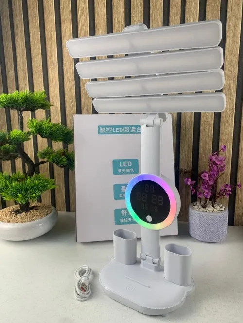 Lampe LED de Bureau Multifonction  Alarme Intégrée et Lumière RGB Ambiante