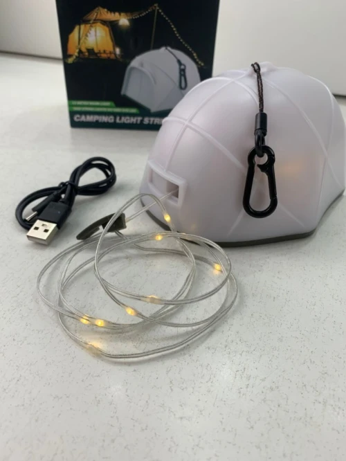 Guirlande lumineuse LED en forme de tente portable rechargeable pour camping 