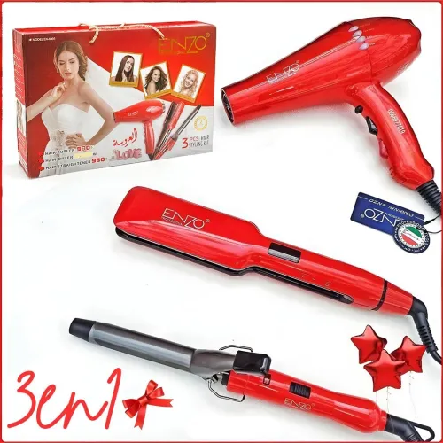 Kit de Coiffure Séchoir Boucleur et Lisseur 3en1 EN-6305  باك العروسة للعناية بالشعر