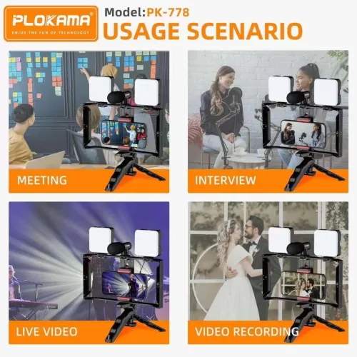 Ensemble Créateur de Contenu 5 en 1  Lumières LED + Micro HD
