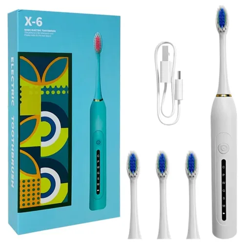 Brosse à Dents Électrique +4 Têtes Incluses +Rechargeable + Étanche IPX7