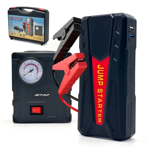 Booster Batterie Voiture avec Compresseur  2-en-1 Multifonction