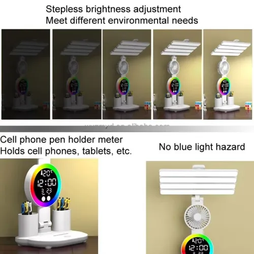 Lampe LED de Bureau Multifonction  Alarme Intégrée et Lumière RGB Ambiante
