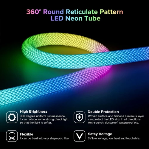 Ruban LED Néon RGB 360 Degrés  Design Réticulaire Flexible