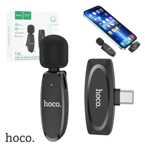 Hoco L15 Microphone Cravate Sans fil Type-C  ميكروفون لاسلكي أصلي