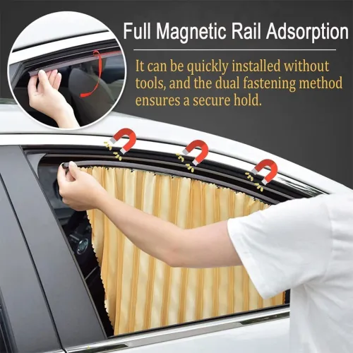Pare-Soleil Magnétique Voiture  Rideaux Accordéon 4PCS