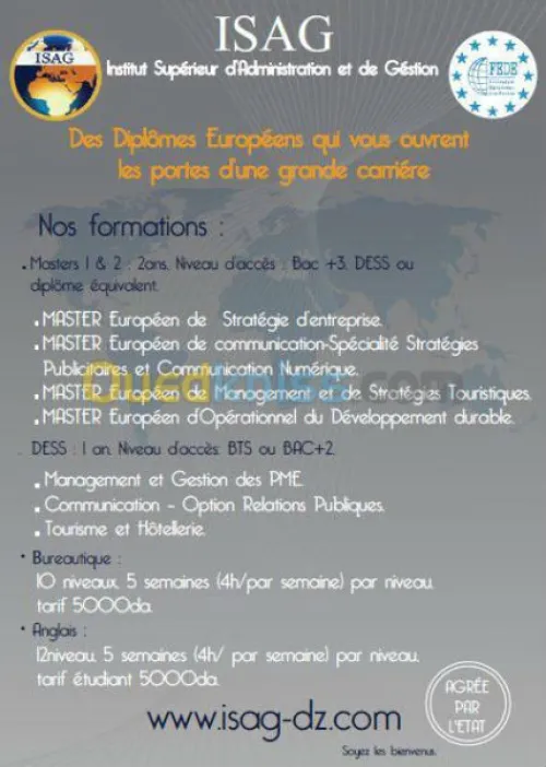 Formation Master, DEES, BTS et Anglais