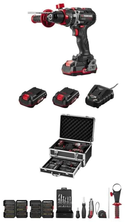 Visseuse Perceuse à Percussion Parkside Performance 20V Brushless 2 Batteries Chargeur accessoires