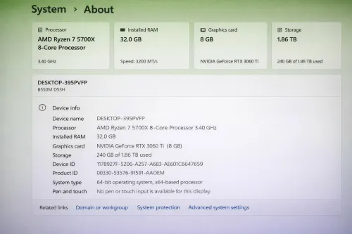 Pc gamer r7 5700x 3060ti fe 32g ram 2 tb nvme