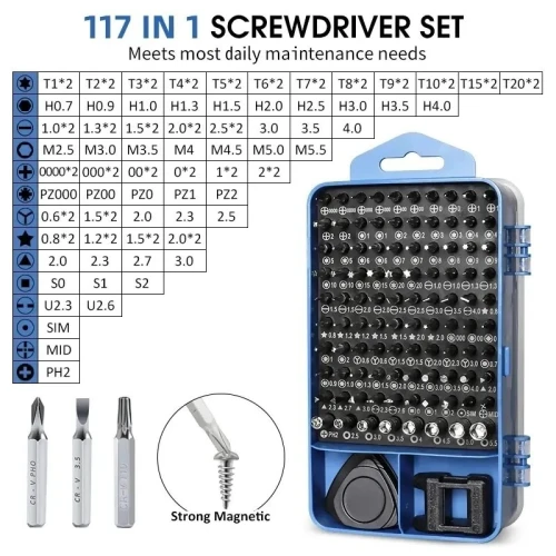 Jeu de tournevis de précision 117 en 1, 