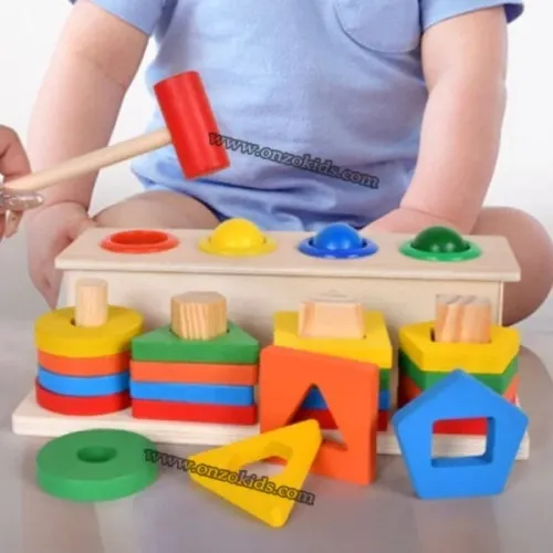 jouets éducatif Jeu en bois de logique piquets géométriques 
