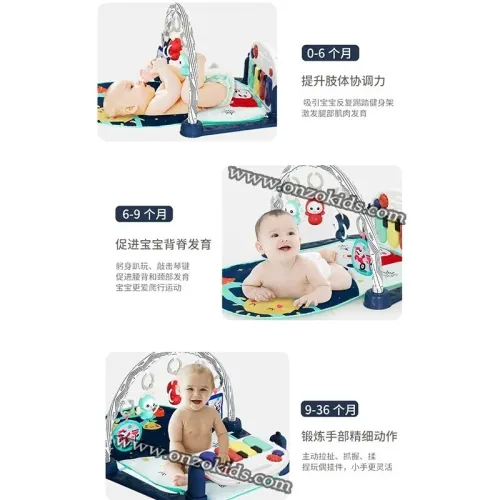 Tapis d'éveil piano pour bébé 6 en 1 Multifonction avec télécommande et Projection