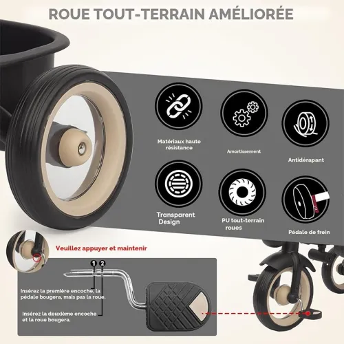 Vélo Poussette 7en1 guidon parental réglable -Kidilo