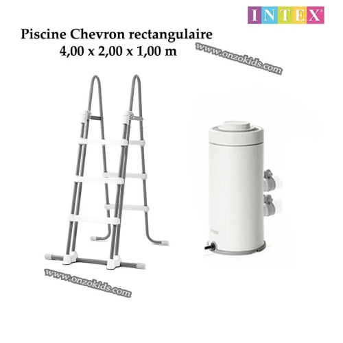 Piscine Chevron rectangulaire 400 x 200 x 100 cm - INTEX