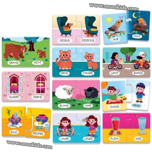 16 mini puzzles pour apprendre des mots et leur contraire - Clementoni
