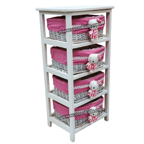Commode en osier avec 4 tiroirs