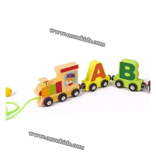 jeux éducatif Train en bois à motif double face alphabet magnétique