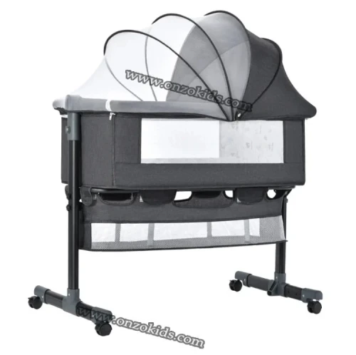 Lit bébé portable pliable avec filet: balançoire réglable
