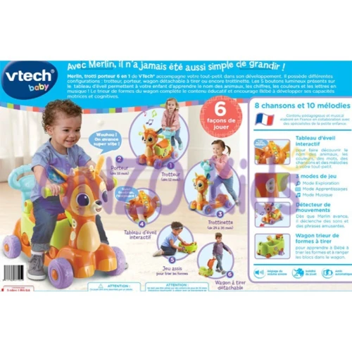 Merlin, trotti porteur 6 en 1 pour bébé | VTech