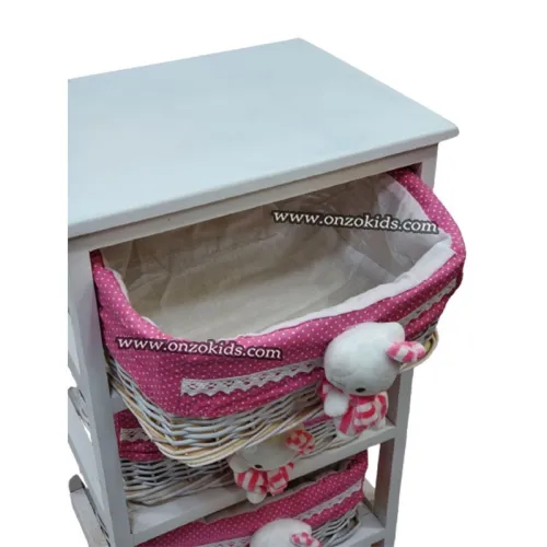 Commode en osier avec 4 tiroirs