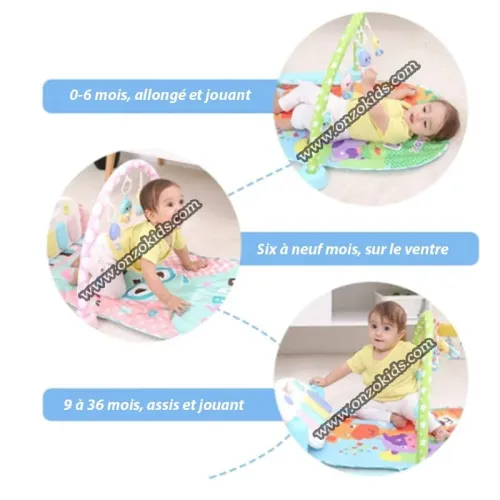 Tapis d'éveil piano multifonctionnel avec télécommande et microphone pour bébé