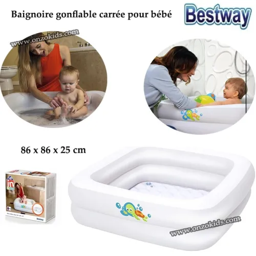 Baignoire gonflable carrée pour bébé 86 x 86 x 25 cm