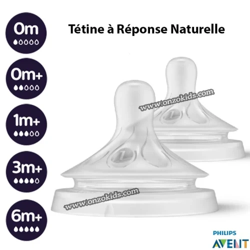 Lot de 2 Tétines à Réponse Naturelle  AVENT PHILIPS
