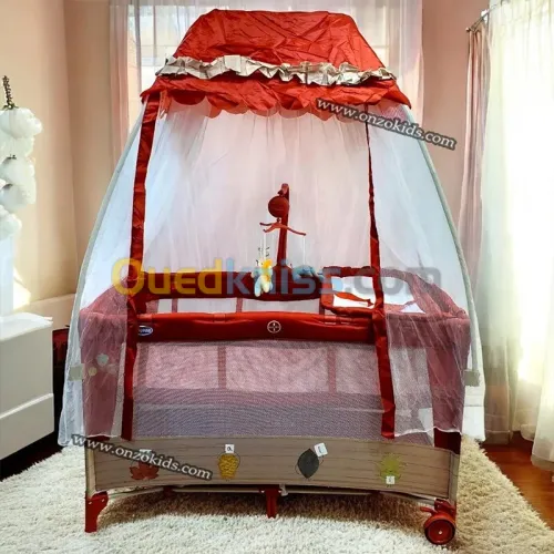 Lit parc style Tente balançoire et musical pour bébé - Pingouin