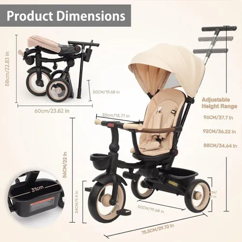 Vélo Poussette 7en1 guidon parental réglable -Kidilo