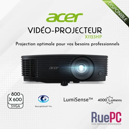 VIDOPROJECTEUR ACER X1123HP 4000 LUMENS DLP3D Ready / SVGA (800 x 600)/ HDMI/VGA