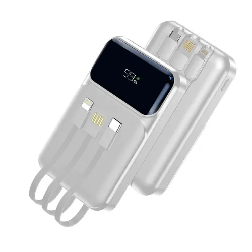 Power Bank Fast Charge Gevo 20000mAh avec Cable intégré LCD Screen  باور بانك سعة 20000ميلي أمبير مع كابلات شحن مدمجة