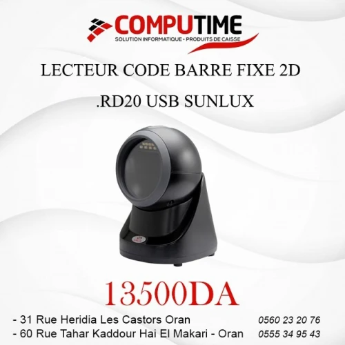 LECTEUR CODE BARRE FIXE 2D RF .RD20 USB SUNLUX