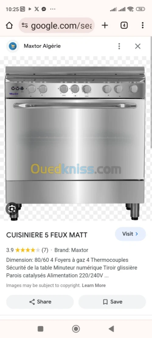 Cuisinière maxtor tts inx