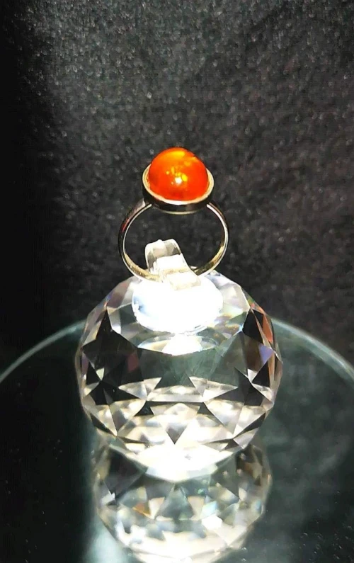 Bague ancienne argent français avec ambre