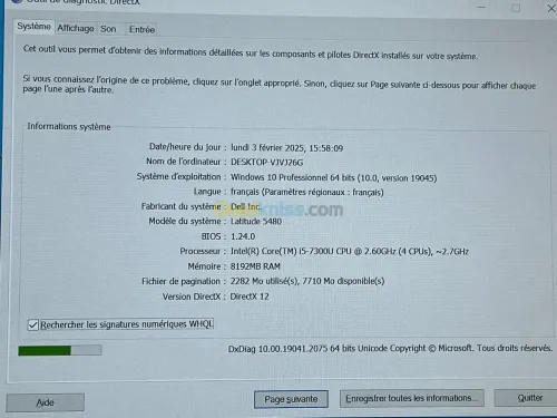 DELL LATITUDE 5480 / INTEL I5 7EME / 8G / 256 SSD NVME / 14 FHD +CARTABLE
