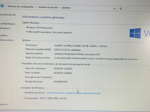 DELL LATITUDE 7480 / INTEL I5 6 EME / 8G / 128 SSD / 14 FHD