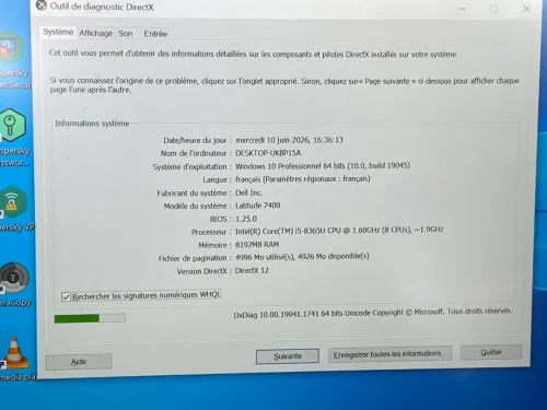 DELL LATITUDE 7400 / INTEL I5 8EME / 8G / 512 SSD / 14+CARTABLE