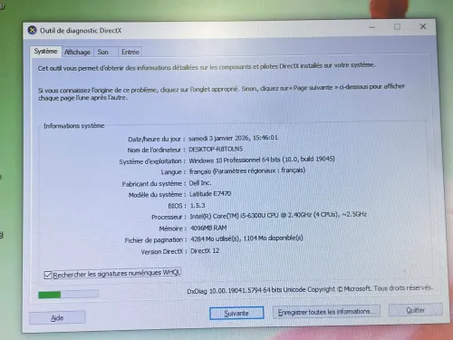 DELL LATITUDE 7480 / INTEL I5 6 EME / 8G / 128 SSD / 14 FHD