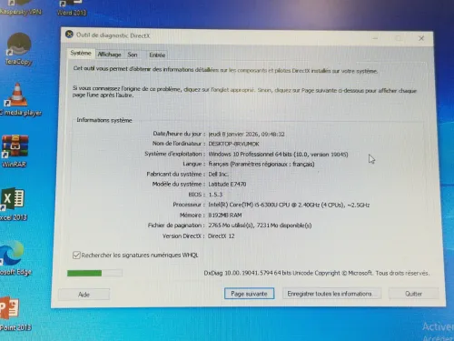 LOT 3 DELL LATITUDE 7480 / INTEL I5 6 EME / 8G / 128 SSD / 14 BATTERIE FAIBLE