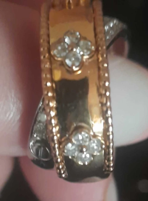 Bague Or 18k 750 Blanc et Rose et Diamants. Modèle Van Cleef & Arples