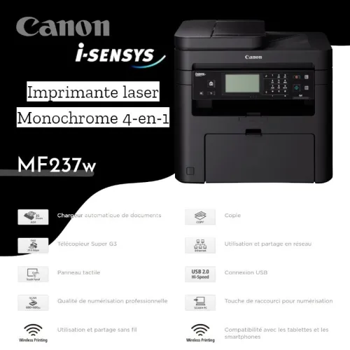 Imprimante Canon MF237W 4 en 1 laser monochrome wifi A4