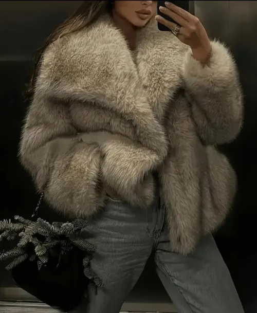 Manteau En Fourrure Khaki