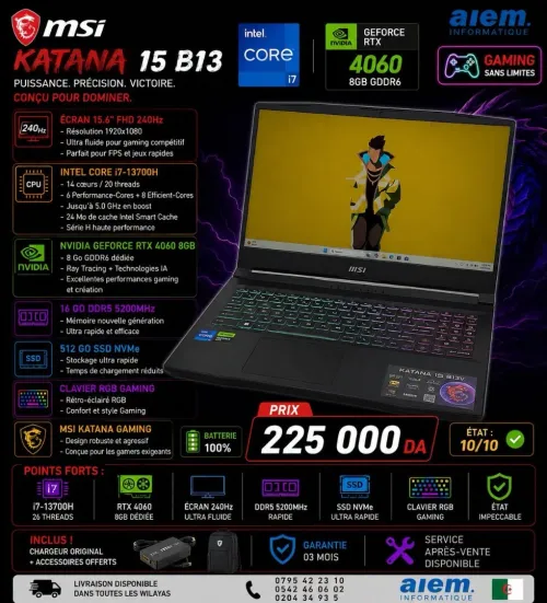 MSI KATANA 15 B13 / i7-13700H / RTX 4060 / 240Hz
