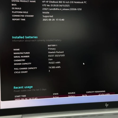 HP ELITEBOOK 860 G10 / 13th I7-1335U / 16GO DDR5 / 512SSD / 16  FHD+ 