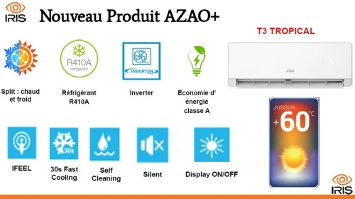 CLIMATISEUR SPLIT AZAO+ T3 SUPER TROPICAL 12000 BTU (INVERTER)