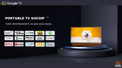 PORTABLE TV IRIS 24" G4030P 24POUCES GOOGLE TV FHD LED (Batterie +3h)