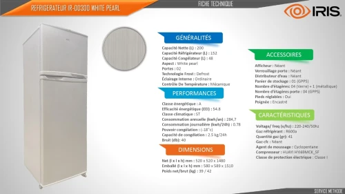REFRIGERATEUR IRIS IR-DD300 DEFROST