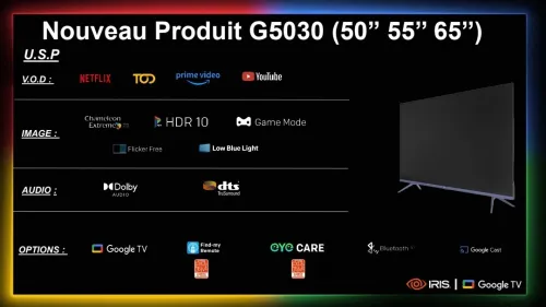 TV IRIS 65 G5030 GOOGLE TV 65POUCES UHD 4K LED