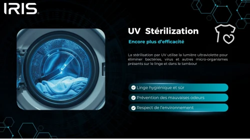 MACHINE A LAVER IRIS PURA UV 12KG et PURA UV SECHANTE 12/8KG